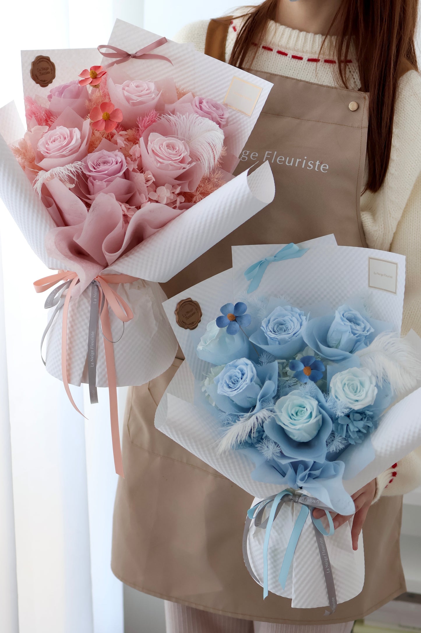 保鮮花丨夢幻韓風花束.粉藍