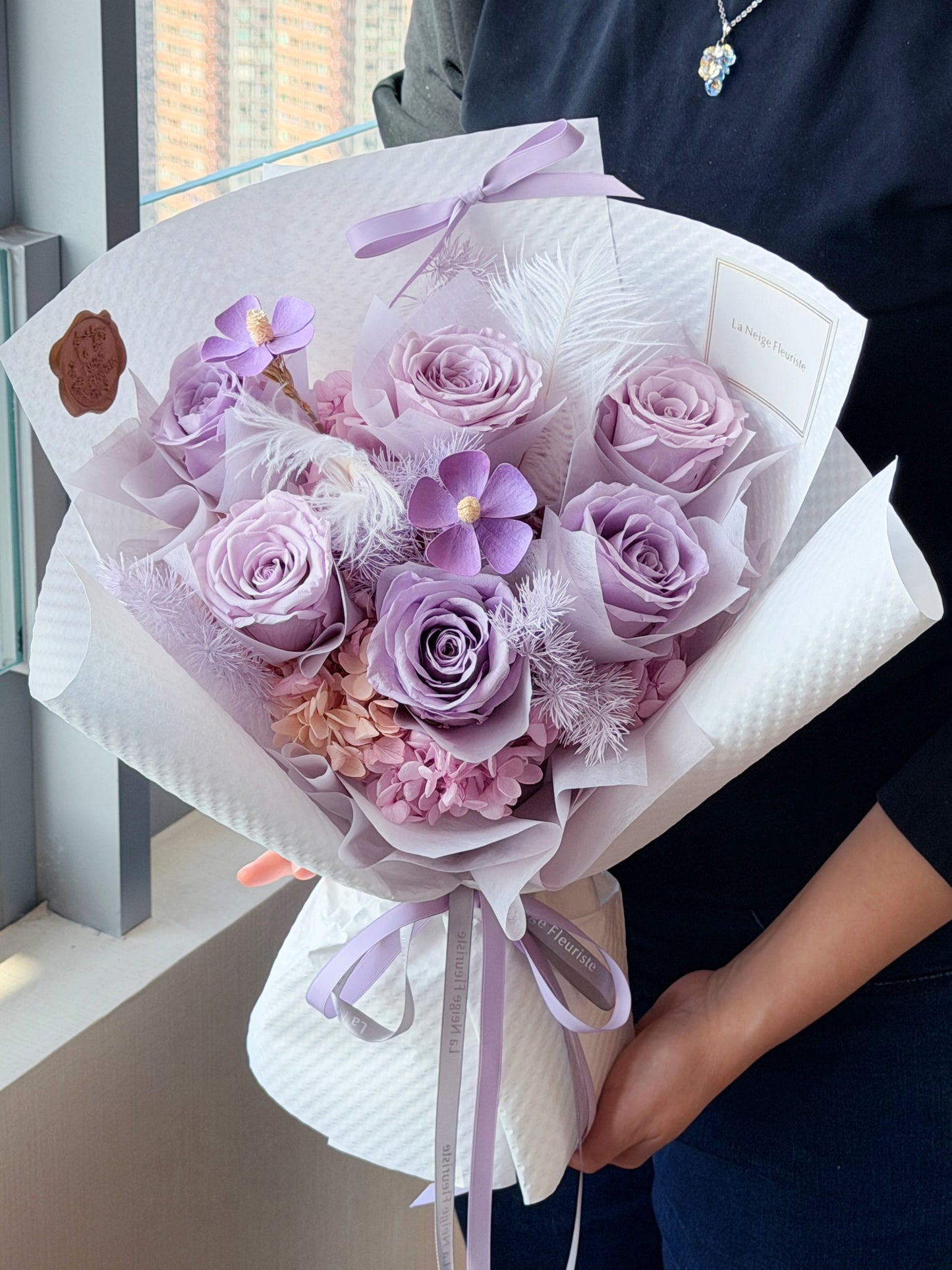 保鮮花丨夢幻韓風花束．粉紫