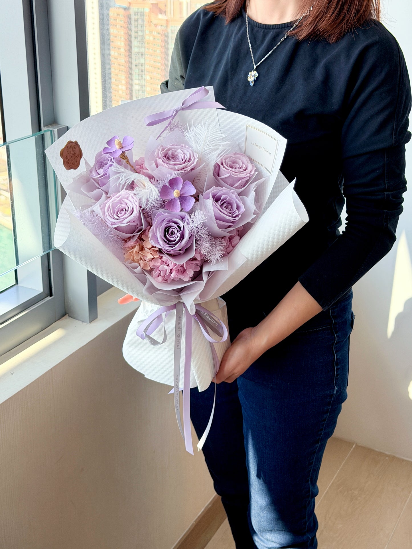 保鮮花丨夢幻韓風花束．粉紫